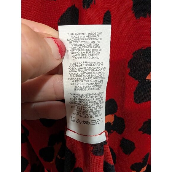 Cabi Siren Wrap Dress Womens Sz M Red Black Leopard Print Layered Business - Picture 9 of 16